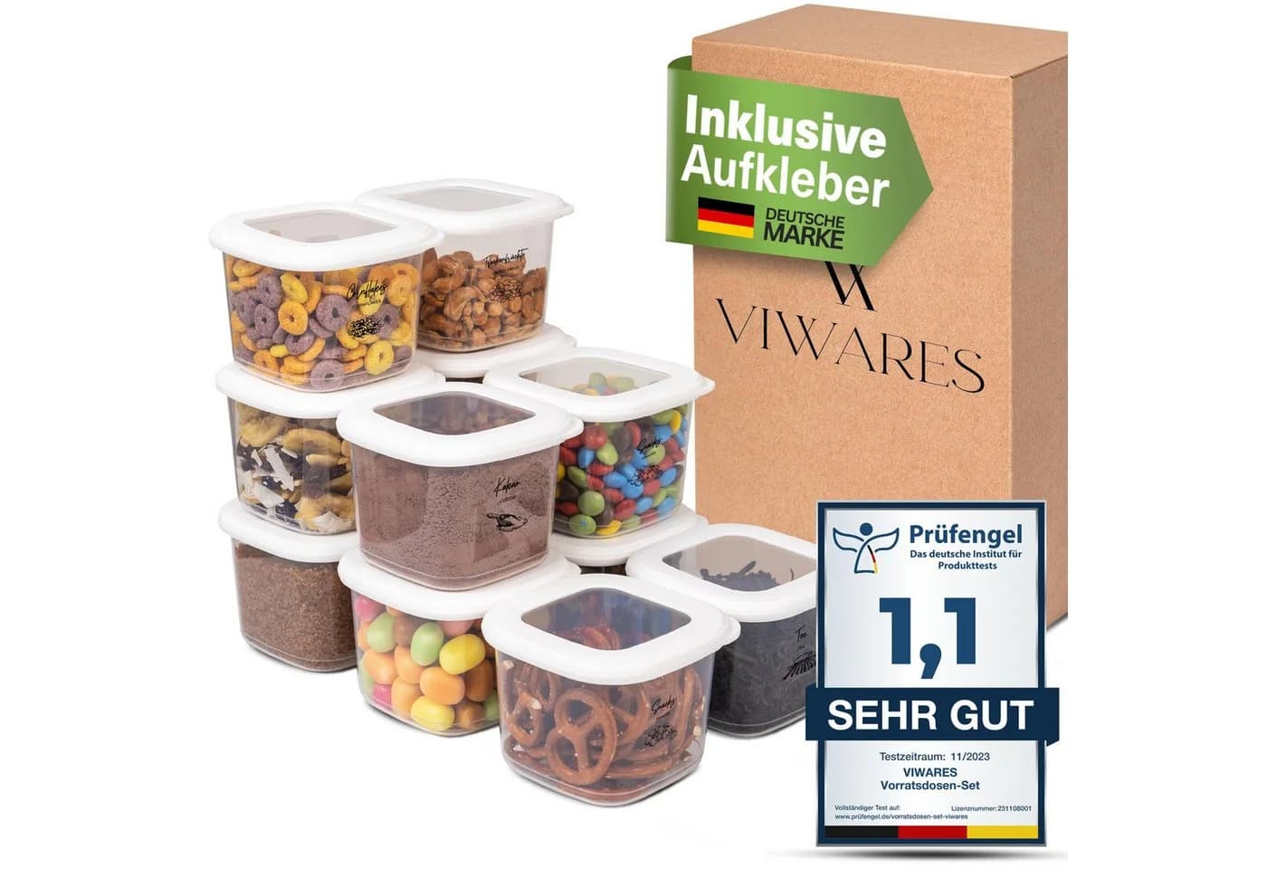 Viwares Vorratsdosen-Set 12er Weiß SERIE FOLY Kunststoff - Bild 2