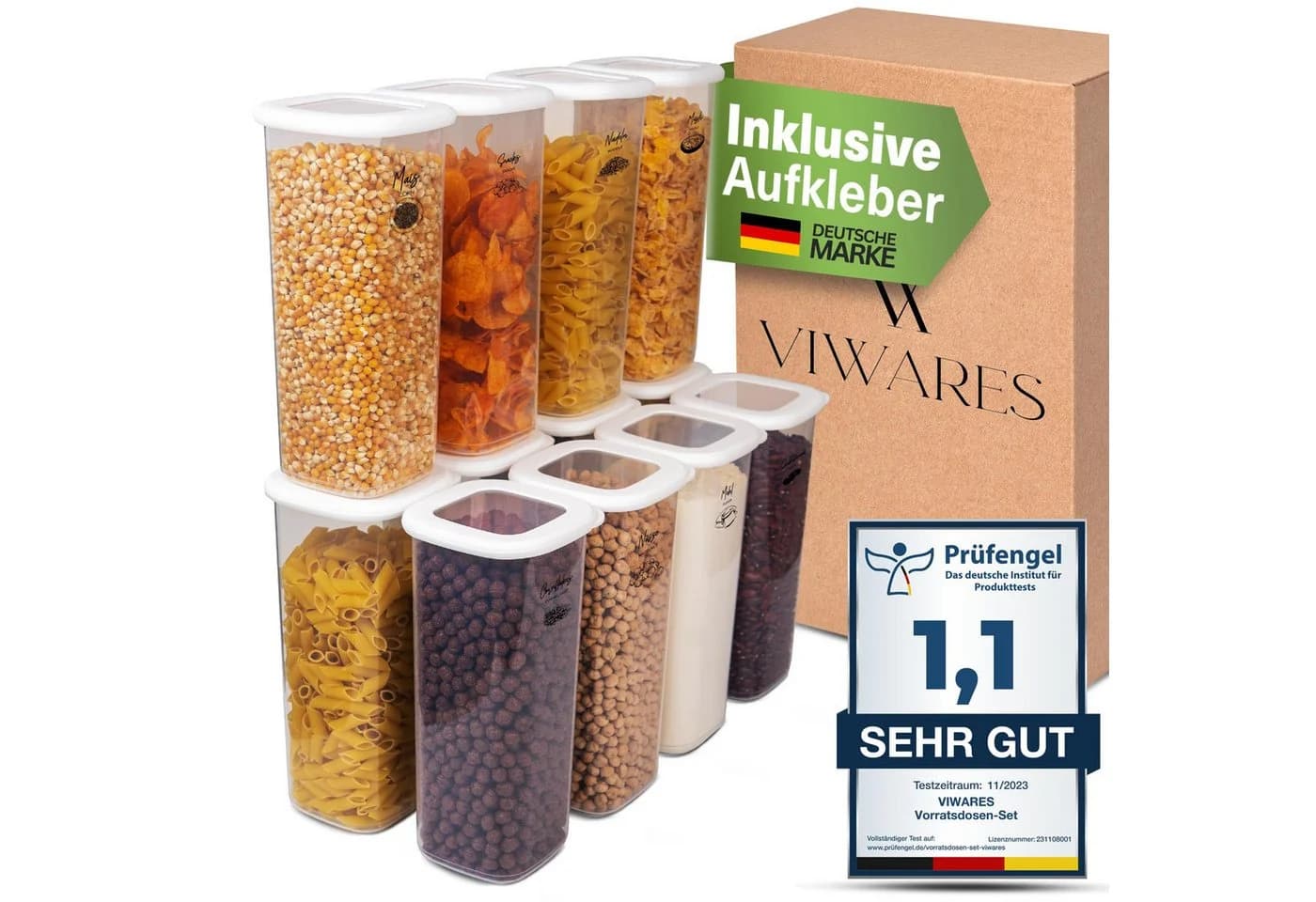 Viwares Vorratsdosen-Set 12er Weiß SERIE FOLY Kunststoff Stapelbar - Bild 2