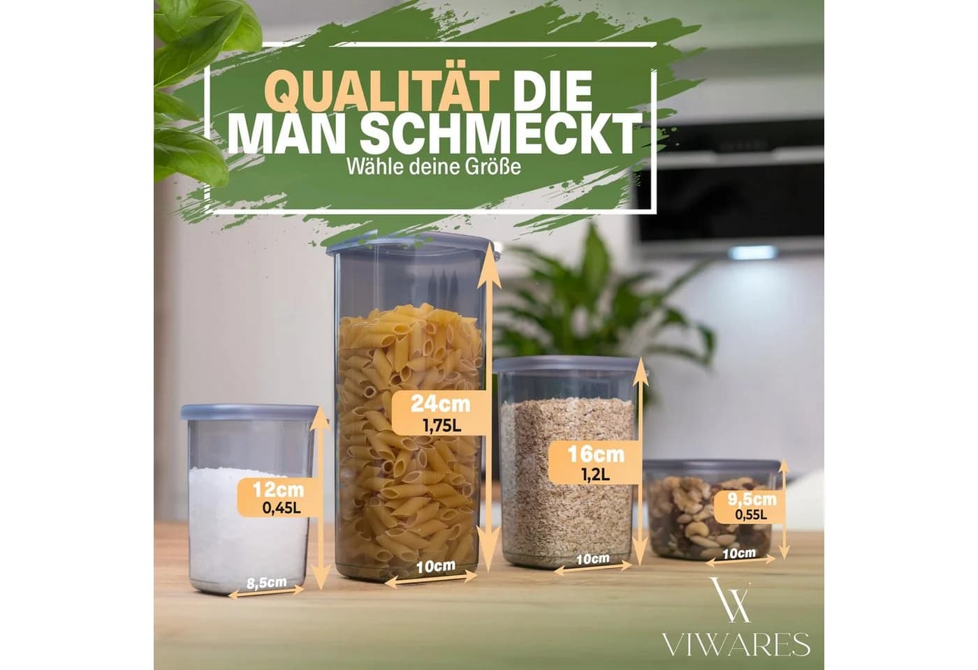 Viwares Vorratsdose Mix Eckig 36-tlg. Grau/Weiß Polypropylen