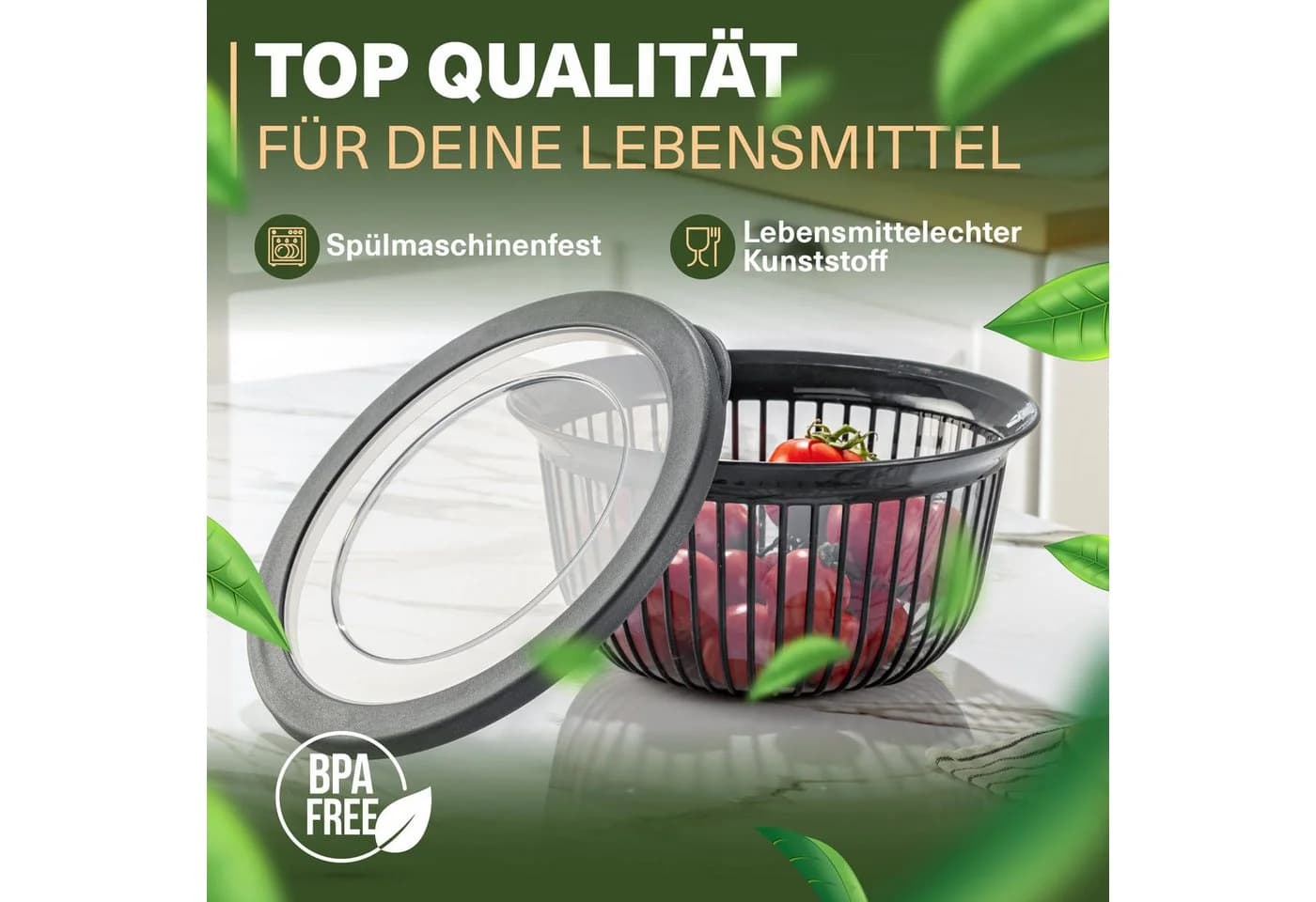 Viwares Schüssel-Set 3er mit Deckel 1-3 L Anthrazit Kunststoff - Bild 3