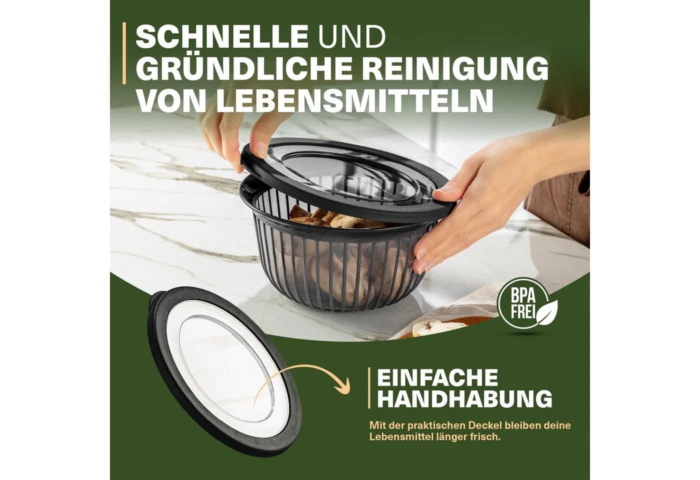 Viwares Schüssel-Set 3er mit Deckel 1-3 L Anthrazit Kunststoff - Bild 4