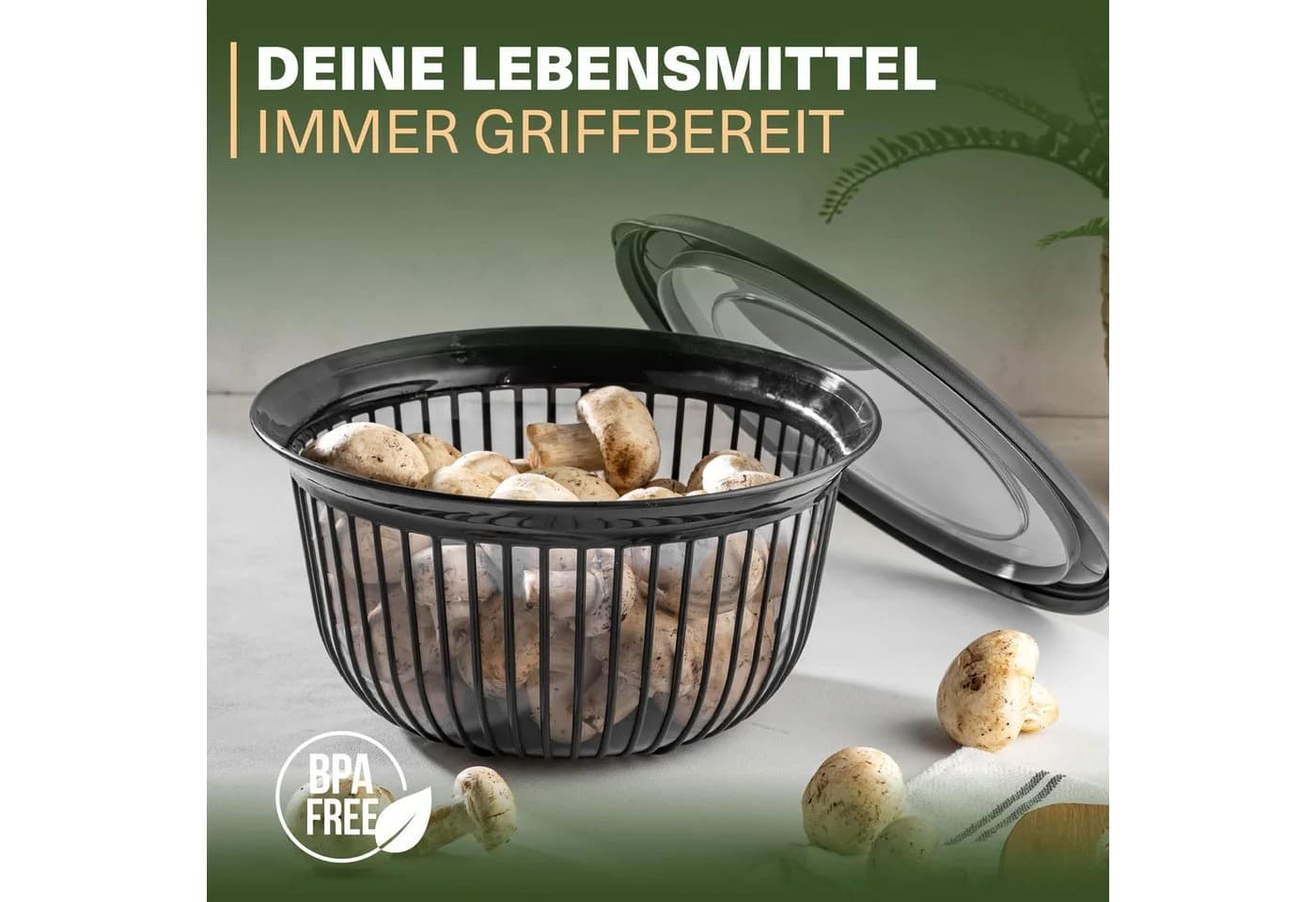 Viwares Schüssel-Set 3er mit Deckel 1-3 L Anthrazit Kunststoff - Bild 5