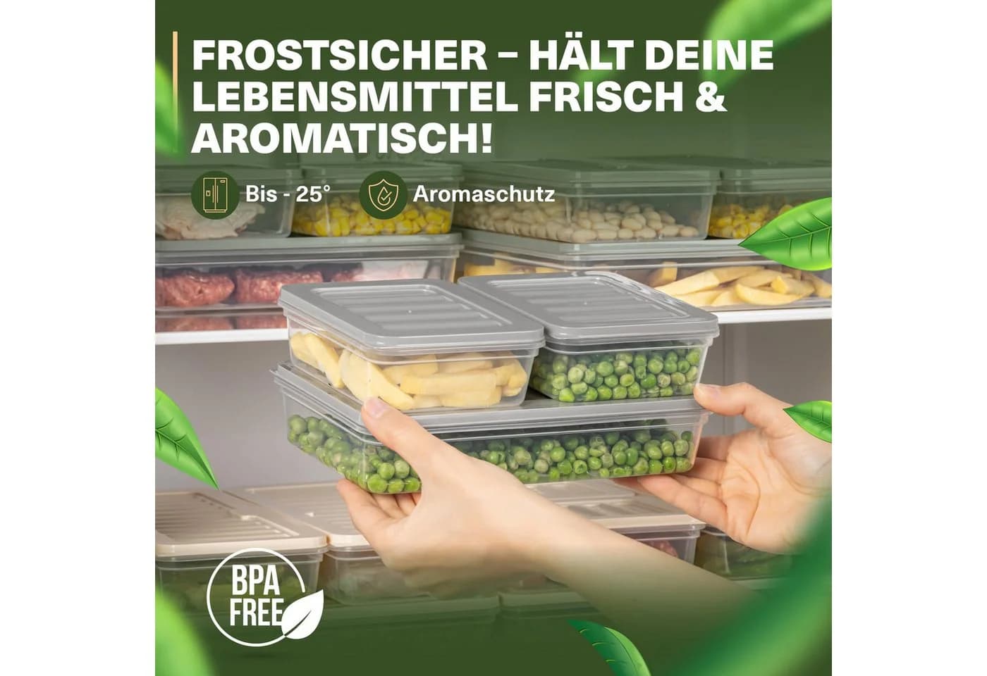 Viwares Vorratsdose Set 9-tlg. Grau Frostfest bis -25°C - Bild 3