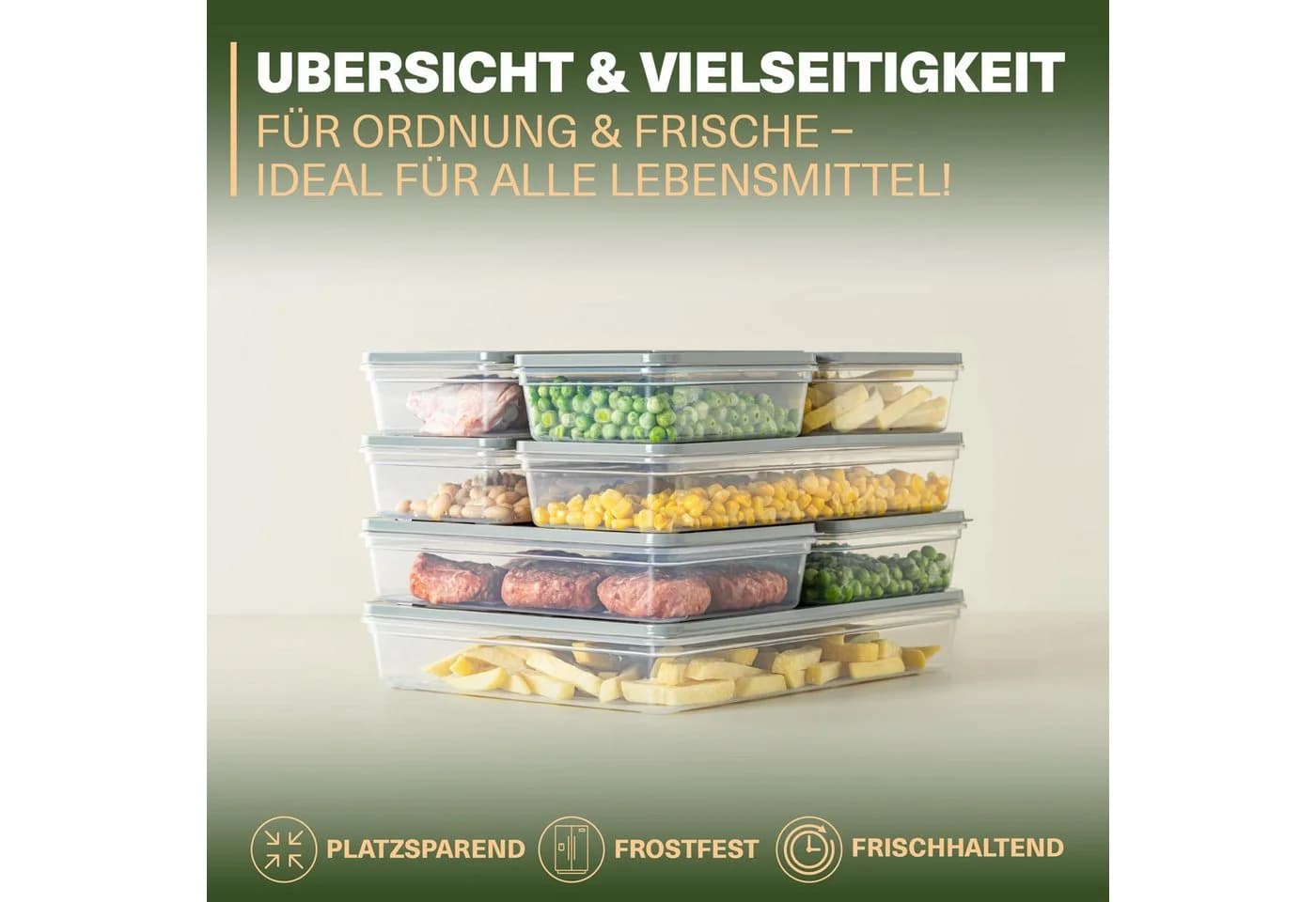 Viwares Vorratsdose Set 9-tlg. Grau Frostfest bis -25°C - Bild 4