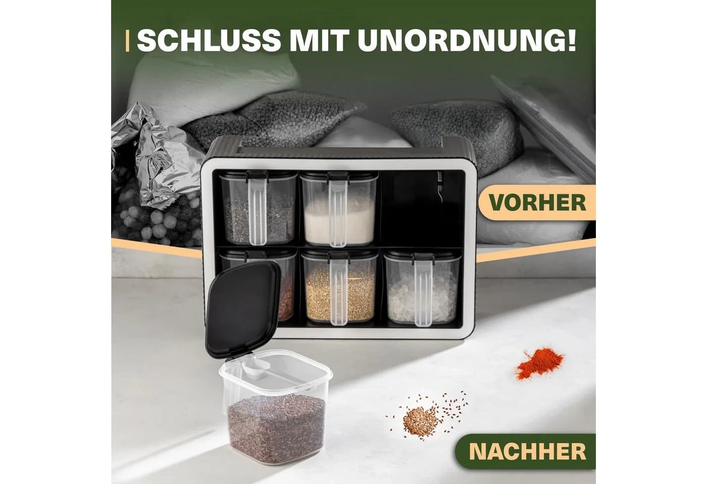 Viwares Gewürzregal 6-tlg. Schwarz mit Wandhalterung - Bild 4