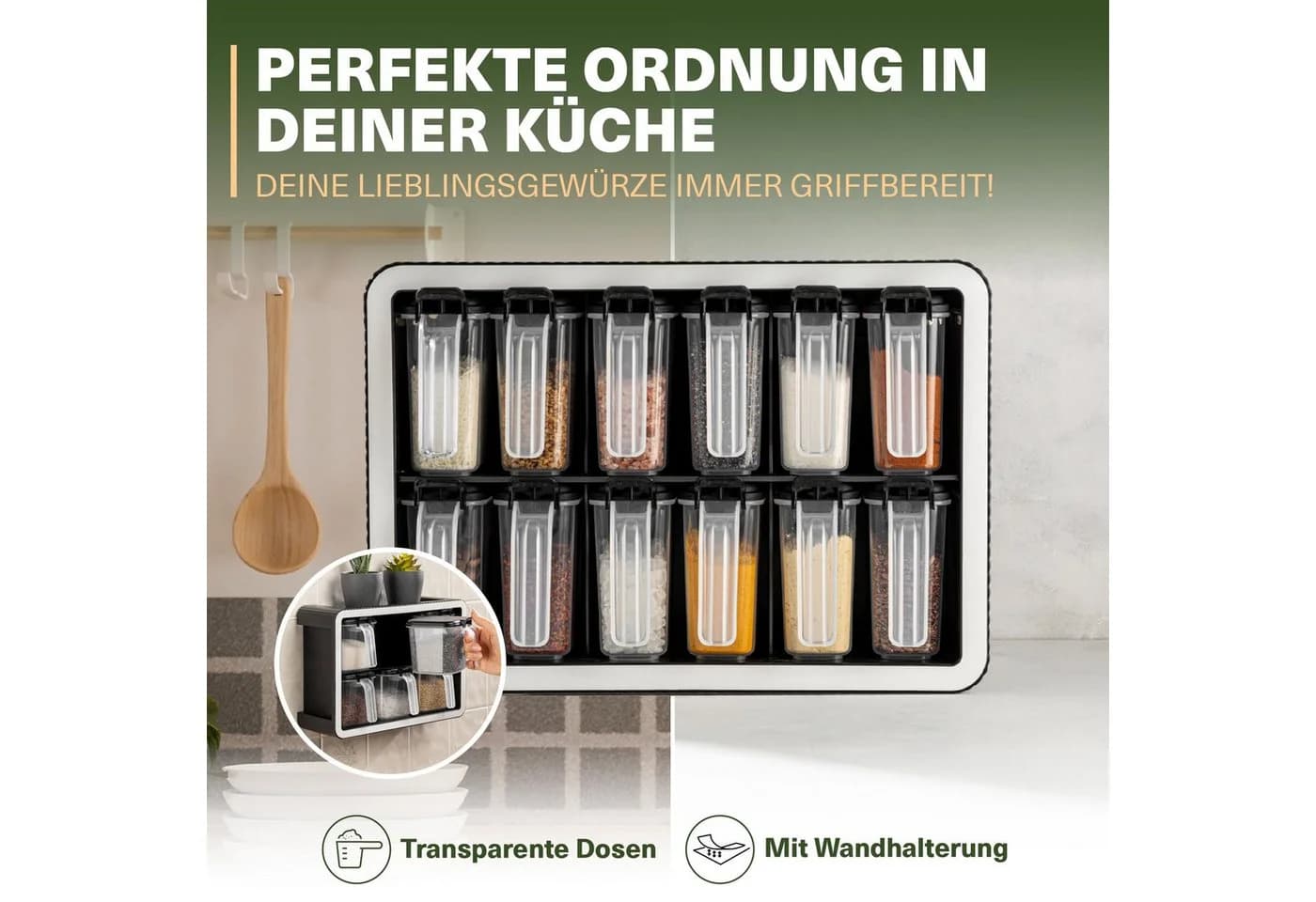 Viwares Gewürzbehälter Set 9-tlg. Schwarz - Bild 3