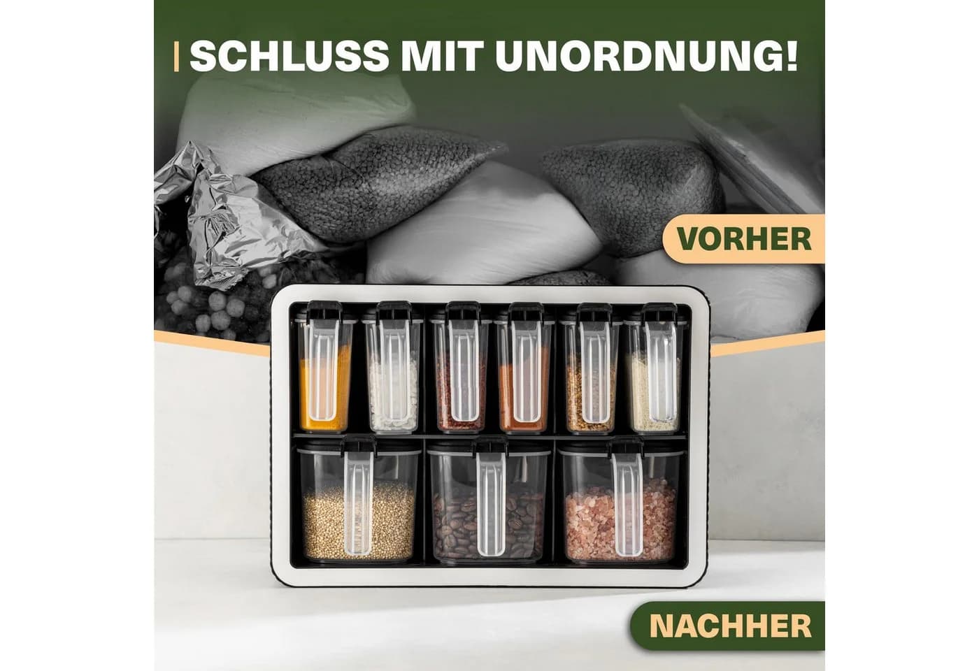 Viwares Gewürzbehälter Set 9-tlg. Schwarz - Bild 4