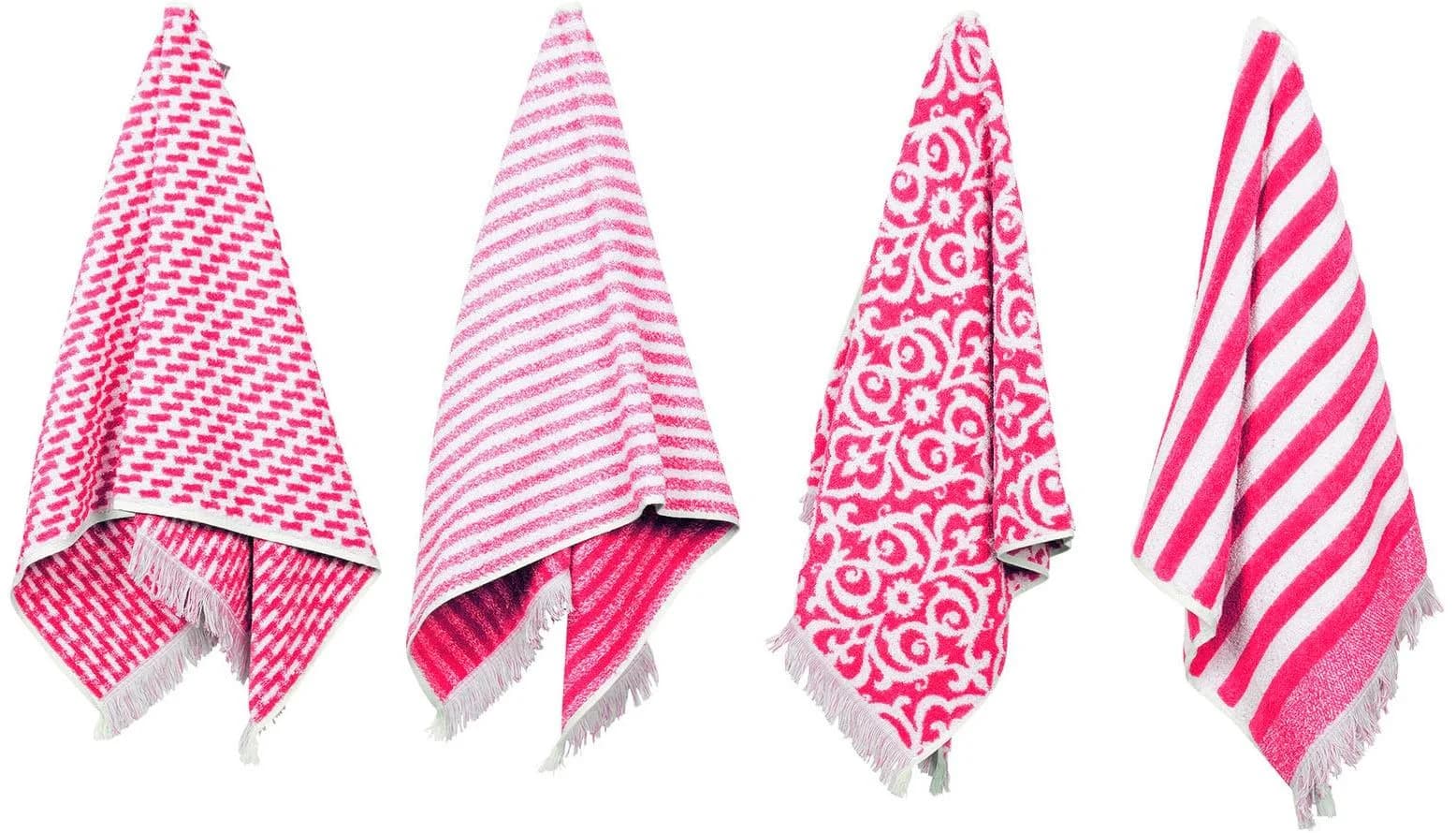 PAD Gästehandtuch Set FAMILY 12-tlg. Pink Frottee mit Fransen