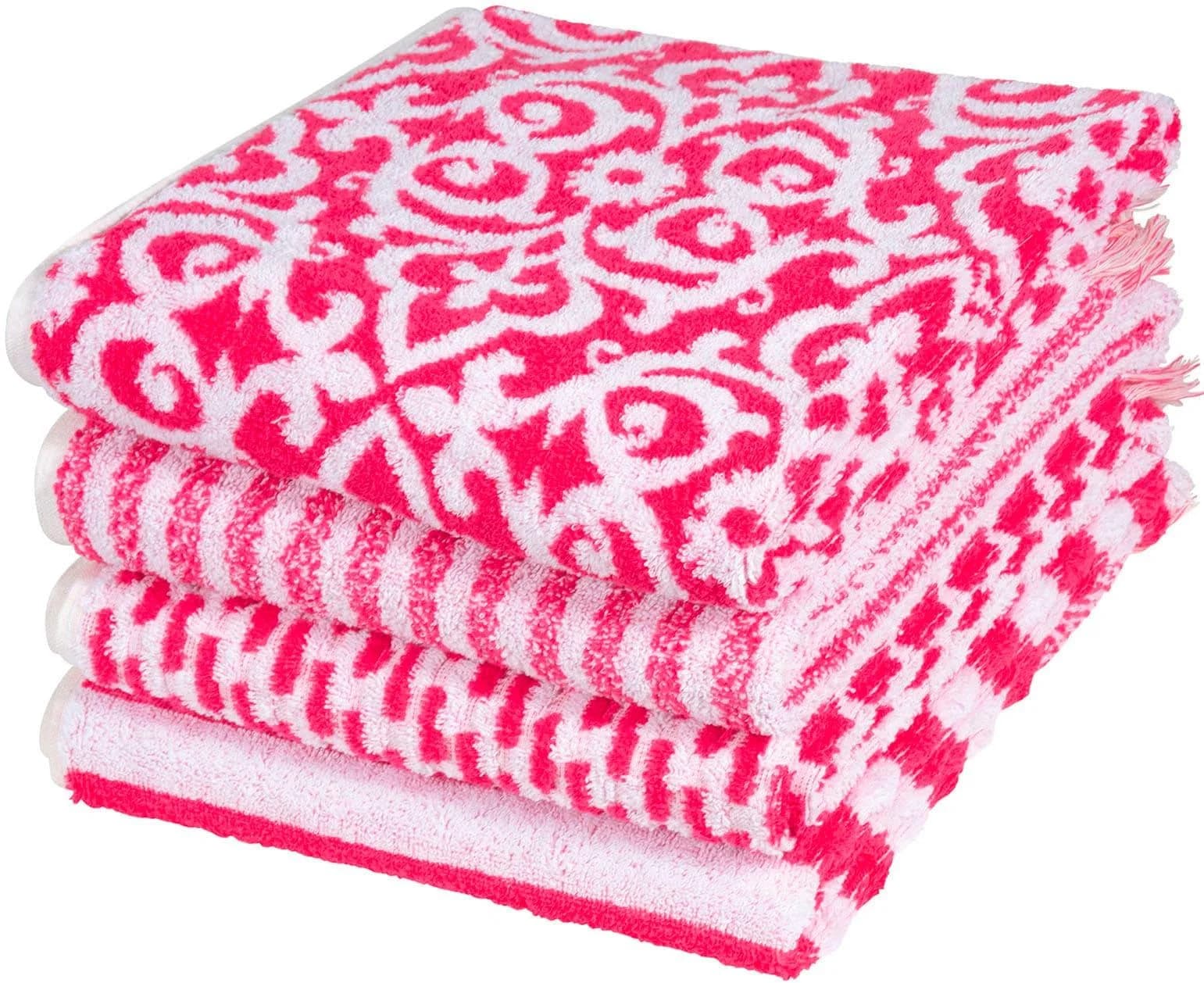 PAD Handtuch Set FAMILY 8-tlg. Rosa Frottee mit Fransen
