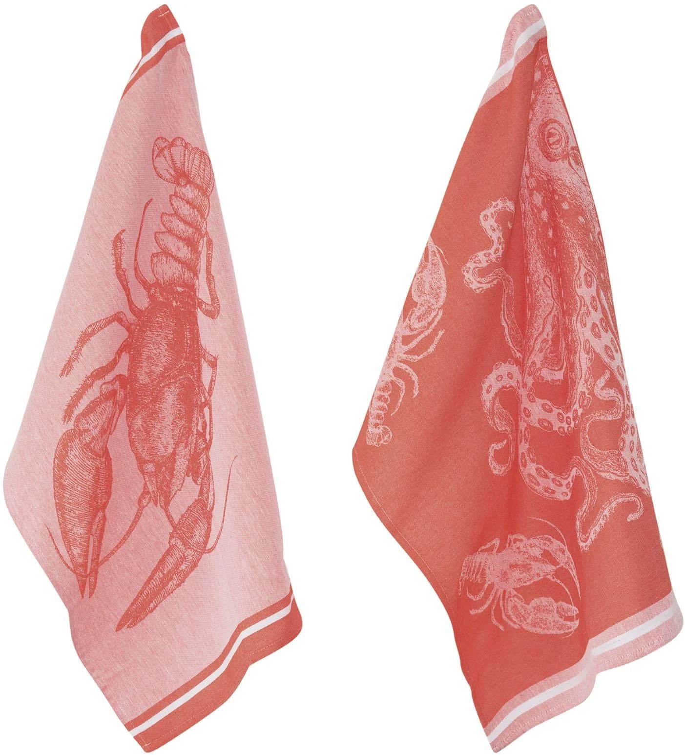 PAD Geschirrtuch SEA Set 2-tlg. 100% Baumwolle Rot Meeresbewohner - Bild 2