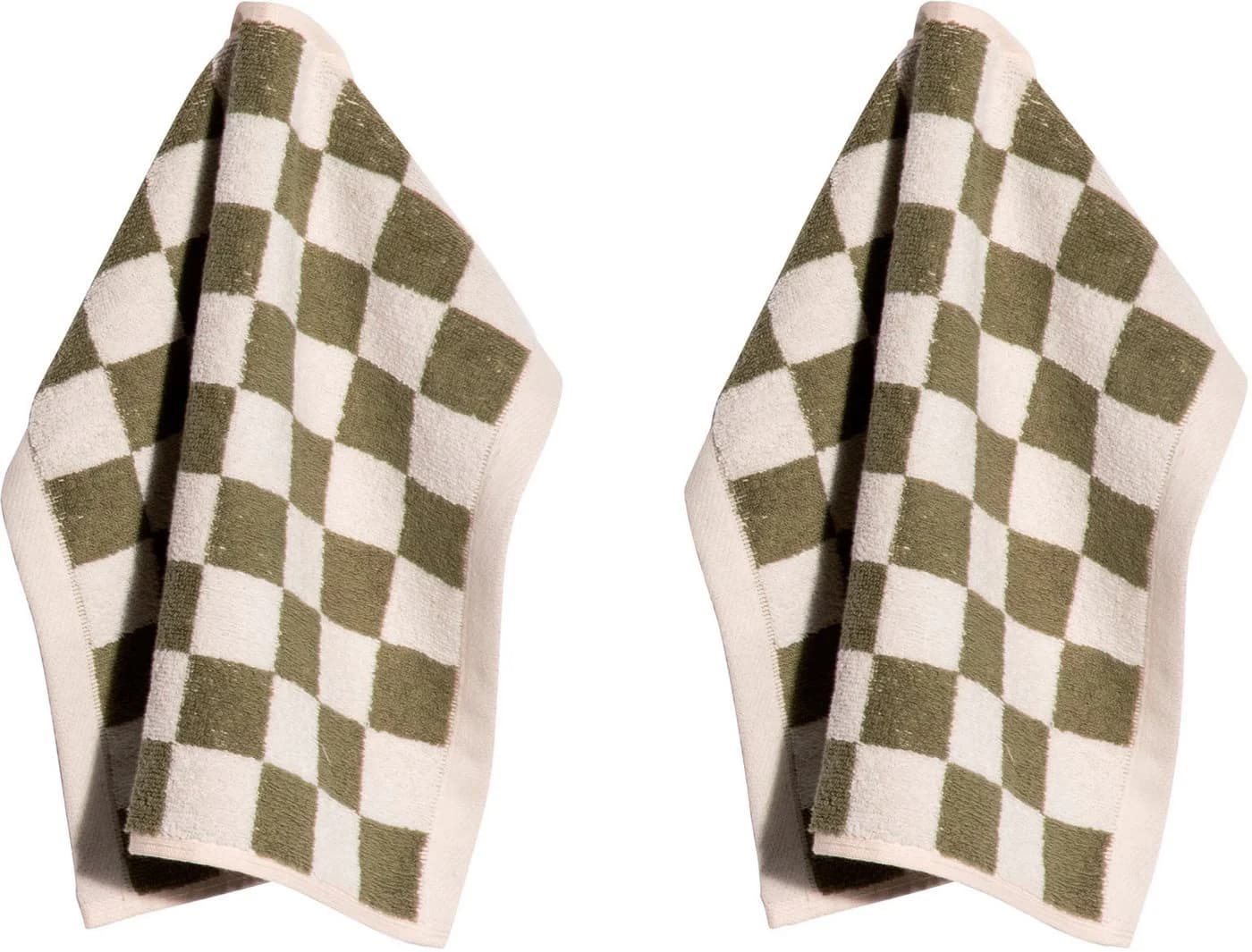 PAD Seiftuch CHESS 2-tlg. Set Olivgrün Karo Frottee - Bild 2