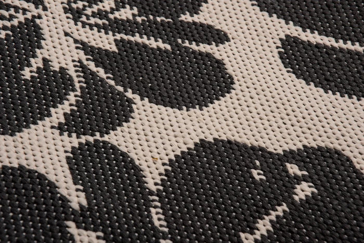 Schwarze Blumenmuster Fußmatte, Handgewebt, Kunstfaser - Bild 3