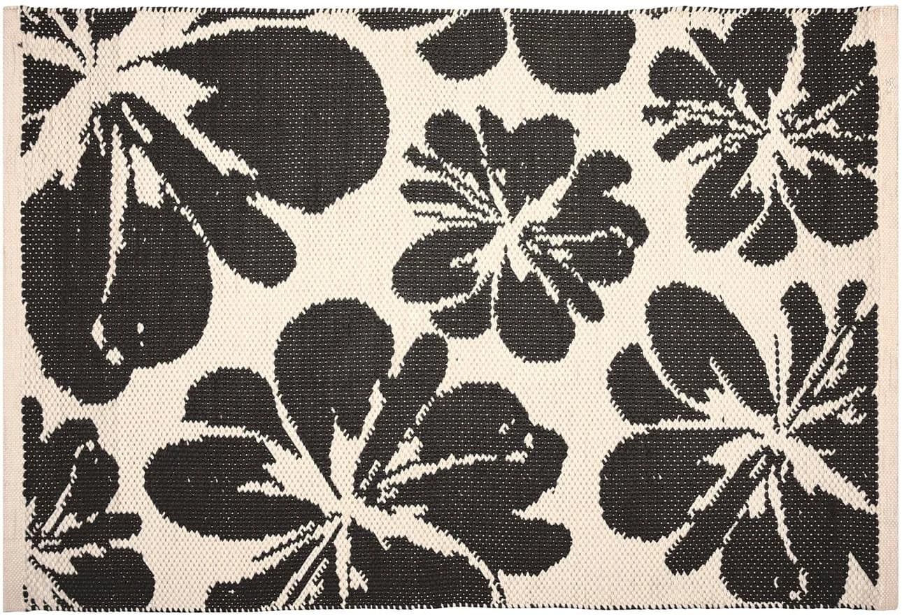 Schwarze Blumenmuster Fußmatte, Handgewebt, Kunstfaser - Bild 4