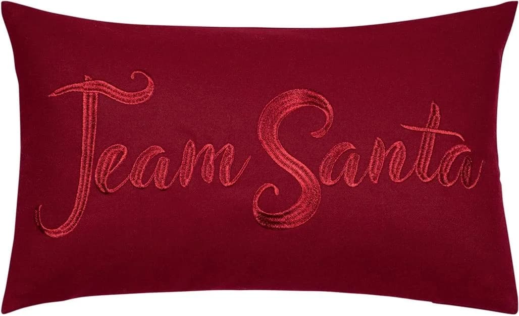PAD Dekokissen TEAM SANTA Rot Schriftzug 30x50cm Wolle