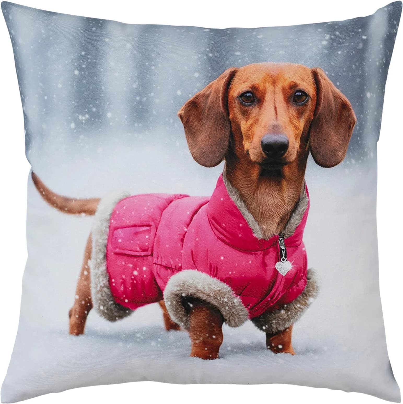 PAD Dekokissen BRUNA Dackelmotiv Pink Baumwolle 45x45 cm