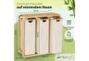AMBIAVO Wäschekorb 3 Fächer 150 L Beige Bild 3