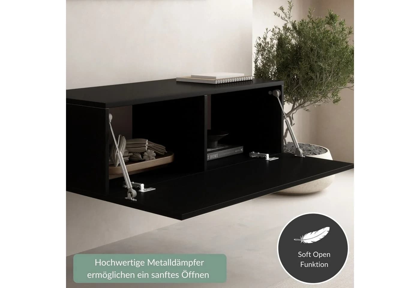 Planetmöbel Garderoben-Set Schwarz Kompakt mit Soft-Open - Bild 5