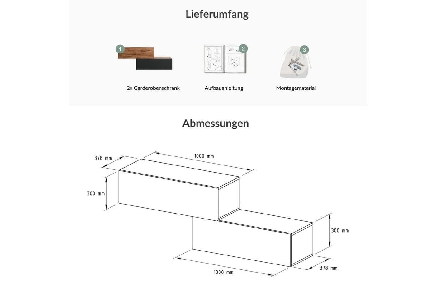 Planetmöbel Kompaktgarderobe Gold Eiche Anthrazit mit Soft-Open - Bild 3