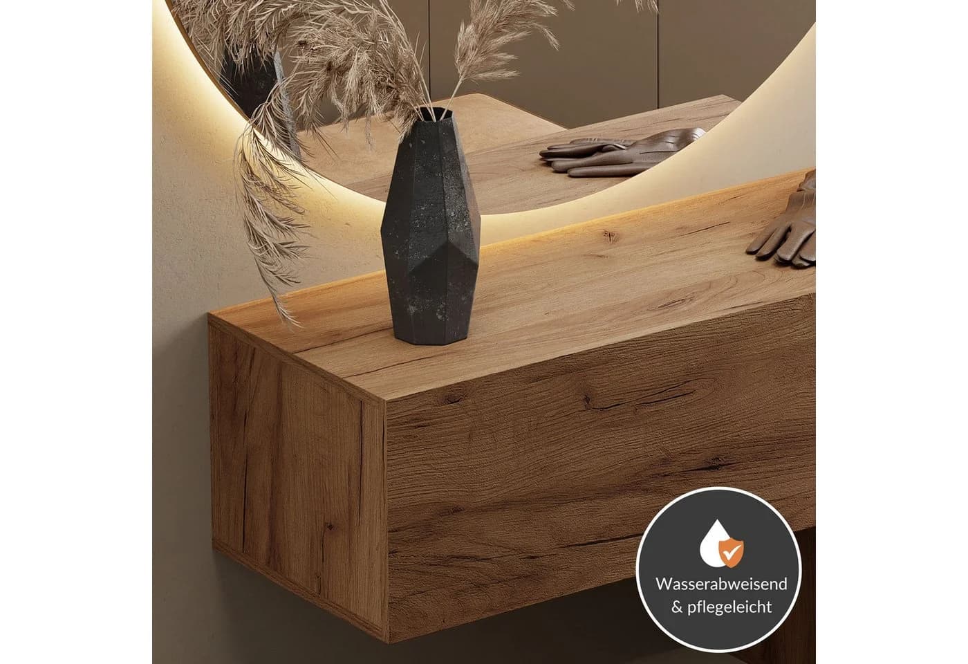 Planetmöbel Kompaktgarderobe Gold Eiche Anthrazit mit Soft-Open - Bild 5