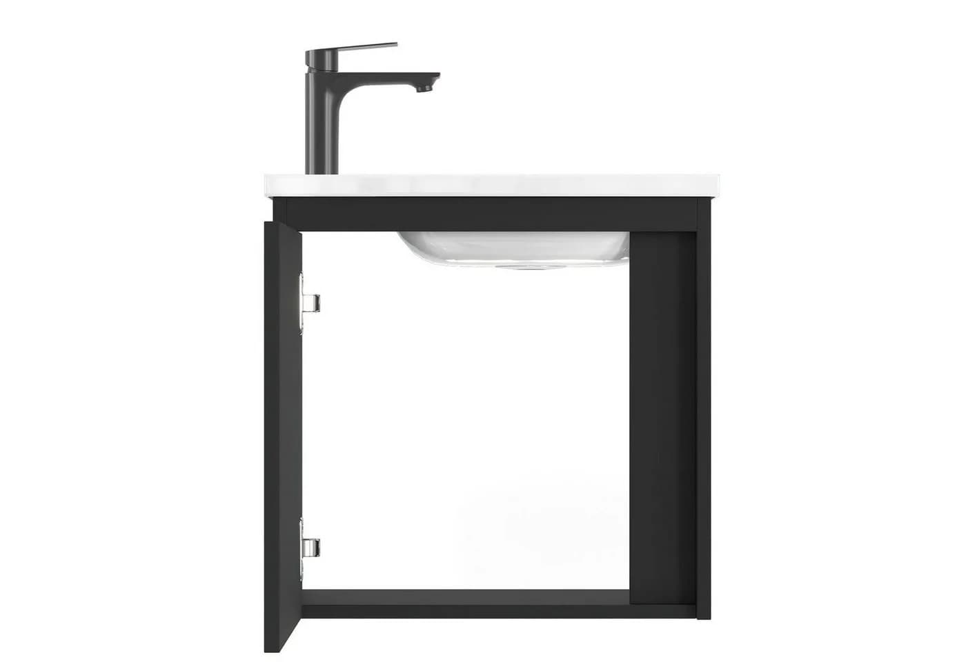 Planetmöbel Waschtisch inkl. Waschbecken 50cm Schwarz Softclose