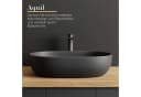 Planetmöbel Aufsatzwaschbecken Oval 60 cm Schwarz Matt Keramik Bild 1