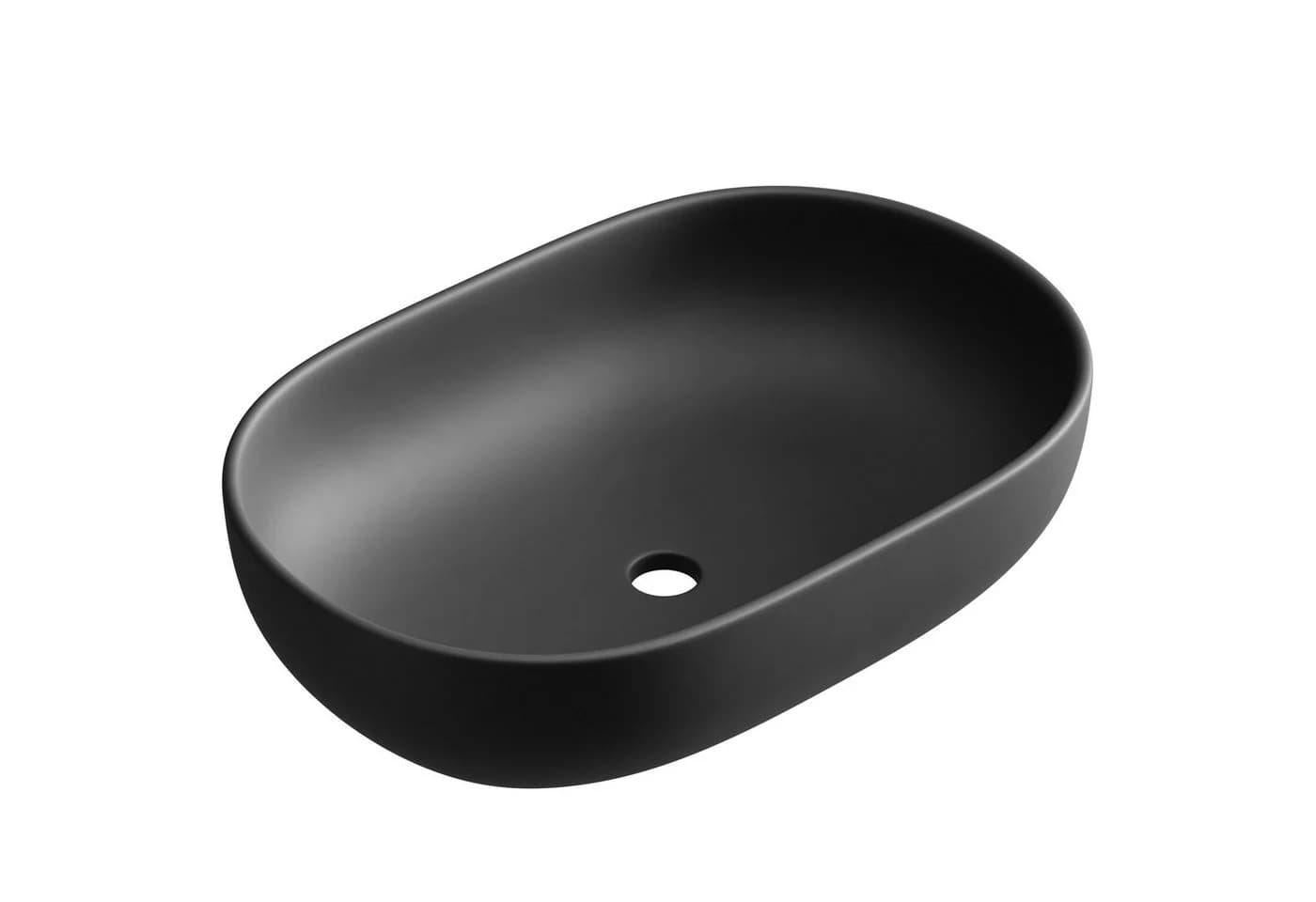 Planetmöbel Aufsatzwaschbecken Oval 60 cm Schwarz Matt Keramik - Bild 2