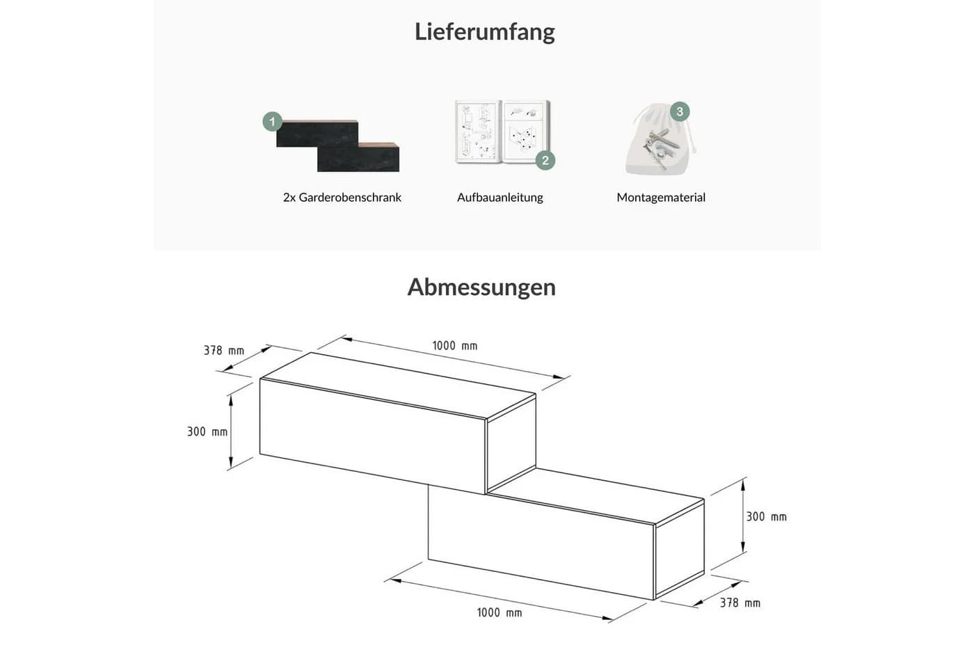 Planetmöbel Kompaktgarderobe Gold Eiche Schwarz Charcoal - Bild 3