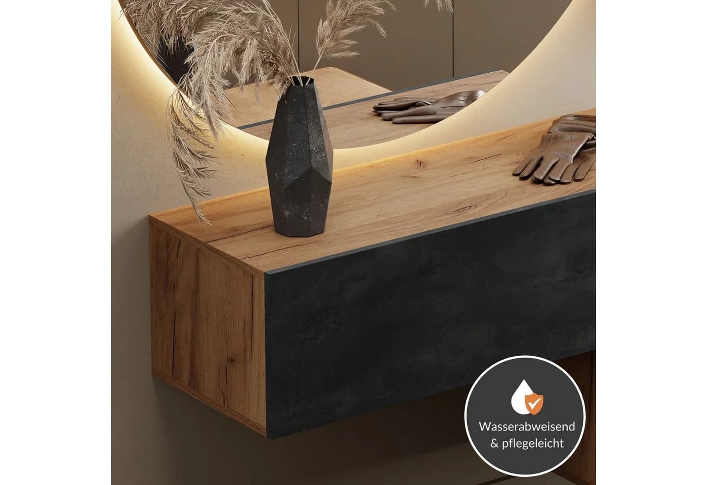 Planetmöbel Kompaktgarderobe Gold Eiche Schwarz Charcoal - Bild 4