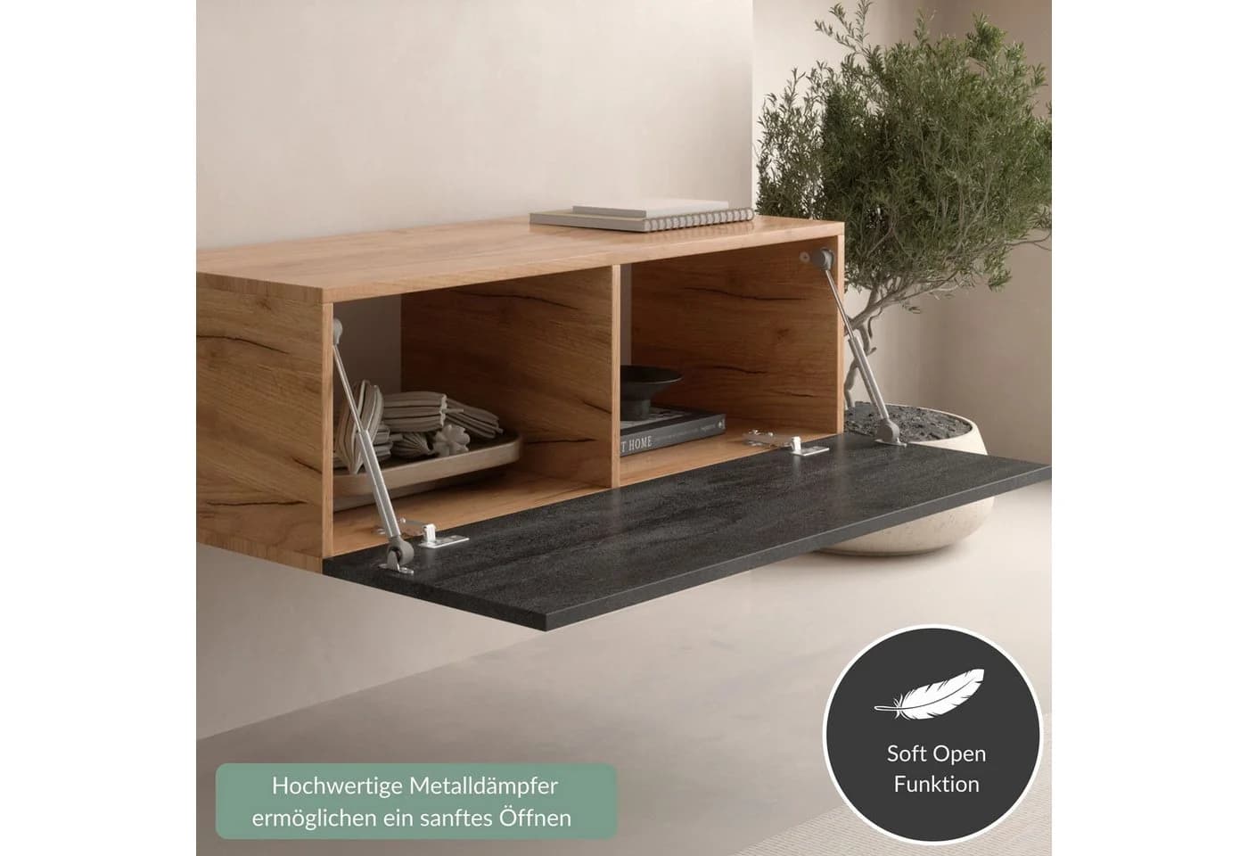 Planetmöbel Kompaktgarderobe Gold Eiche Schwarz Charcoal - Bild 5