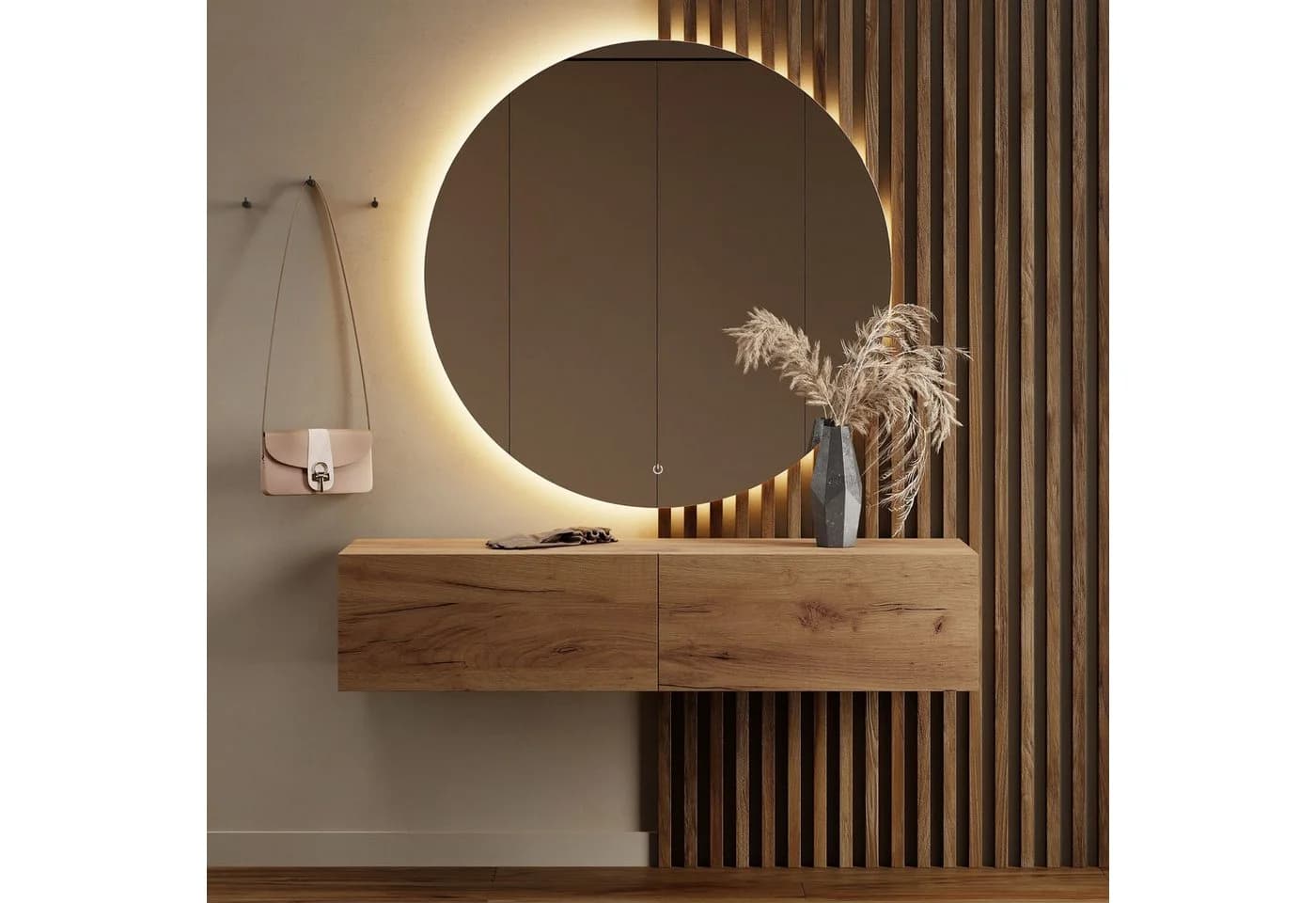 Planetmöbel Garderobenschrank 140 cm Gold Eiche mit Soft-Close - Bild 2