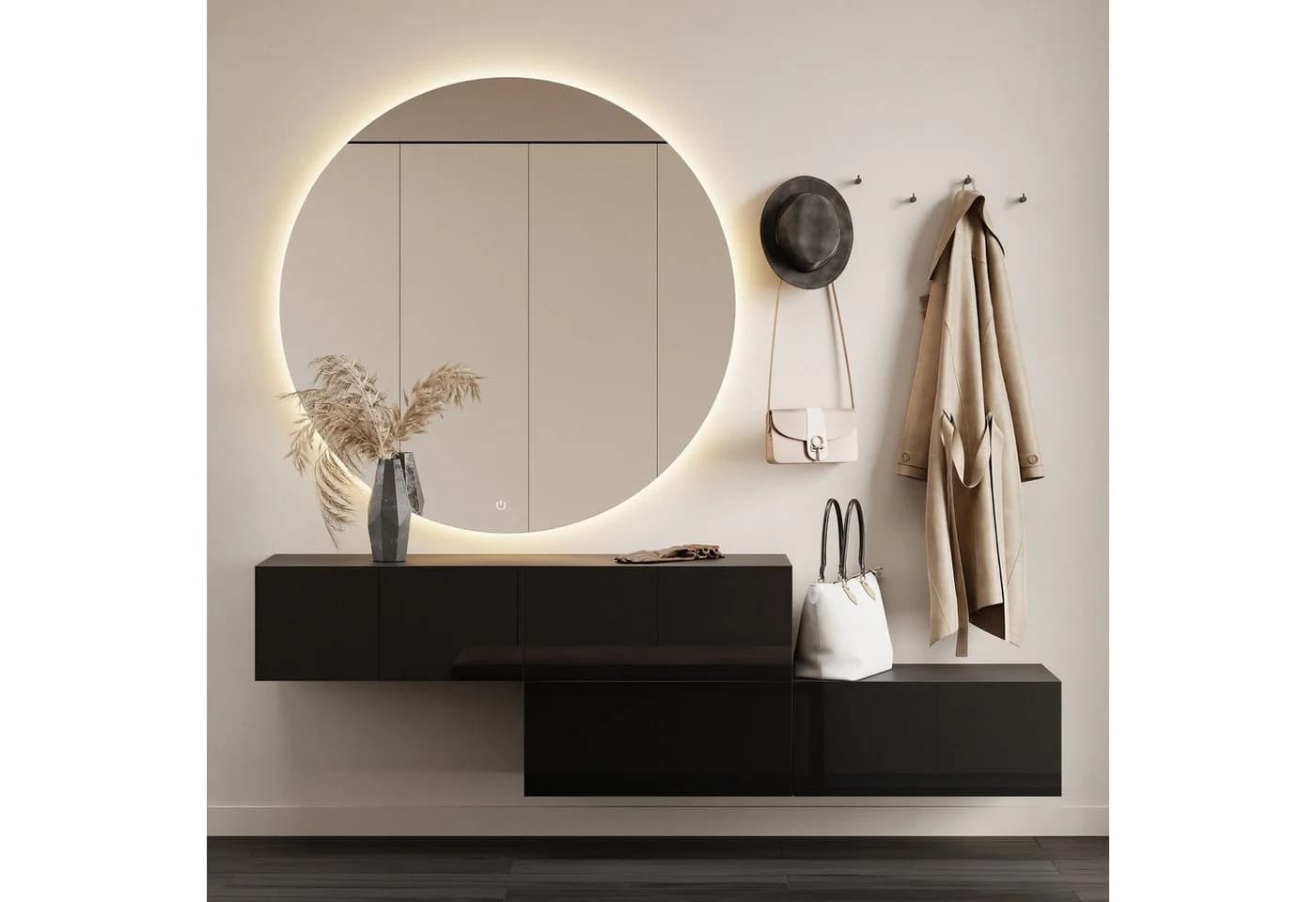 Planetmöbel WEST Garderobenschrank Schwarz/Gold Soft-Open