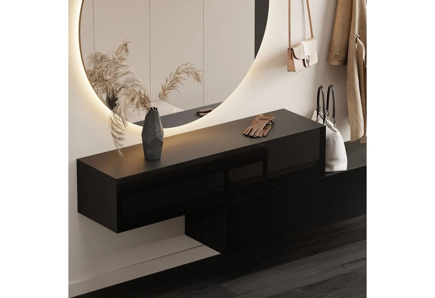 Planetmöbel WEST Garderobenschrank Schwarz/Gold Soft-Open - Bild 3