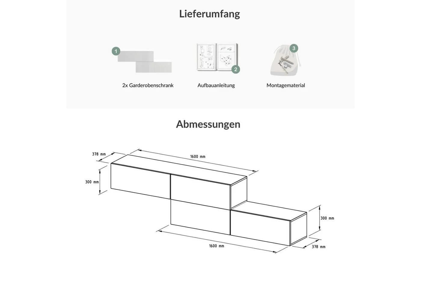 Planetmöbel Garderobenschrank Kompaktgarderobe Weiß Soft-Open - Bild 4