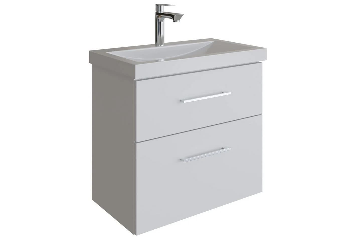 Planetmöbel Waschtischunterschrank 63cm Weiß mit Keramikwaschbecken - Bild 2
