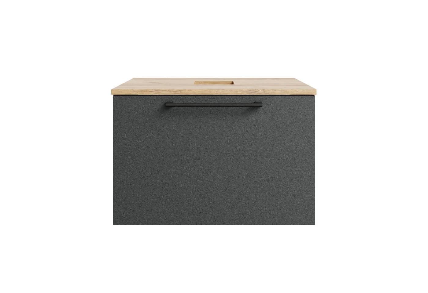 Planetmöbel Waschtischunterschrank Astra 60 cm Gold Eiche Anthrazit