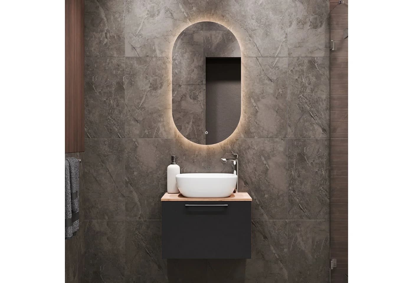 Planetmöbel Waschtischunterschrank Astra 60 cm Gold Eiche Anthrazit - Bild 3