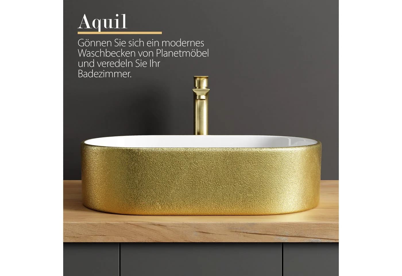 Planetmöbel Aufsatzwaschbecken Oval Keramik Elegant - Bild 3