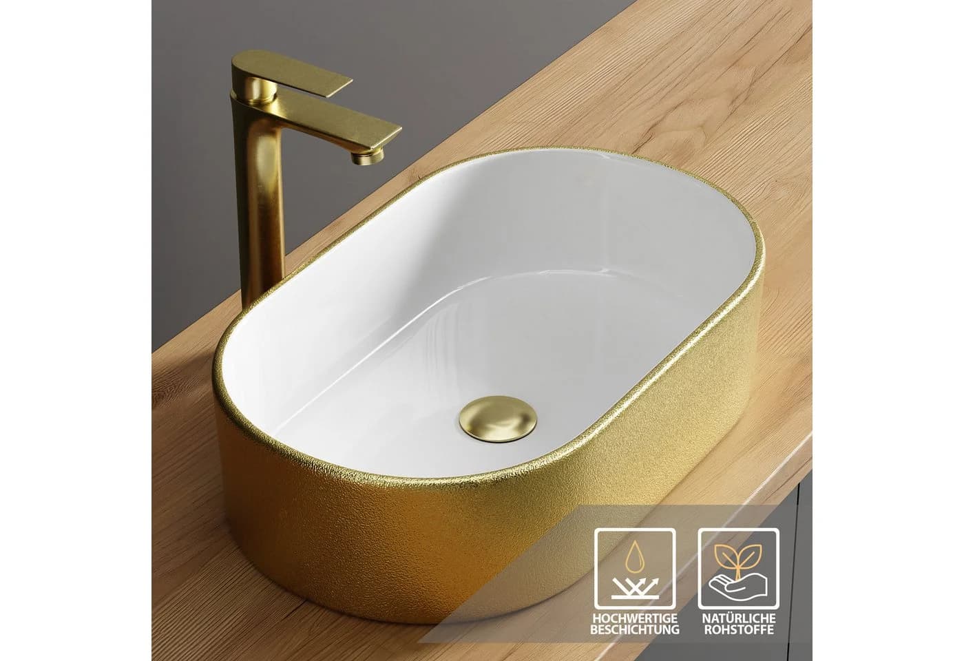 Planetmöbel Aufsatzwaschbecken Oval Keramik Elegant - Bild 4