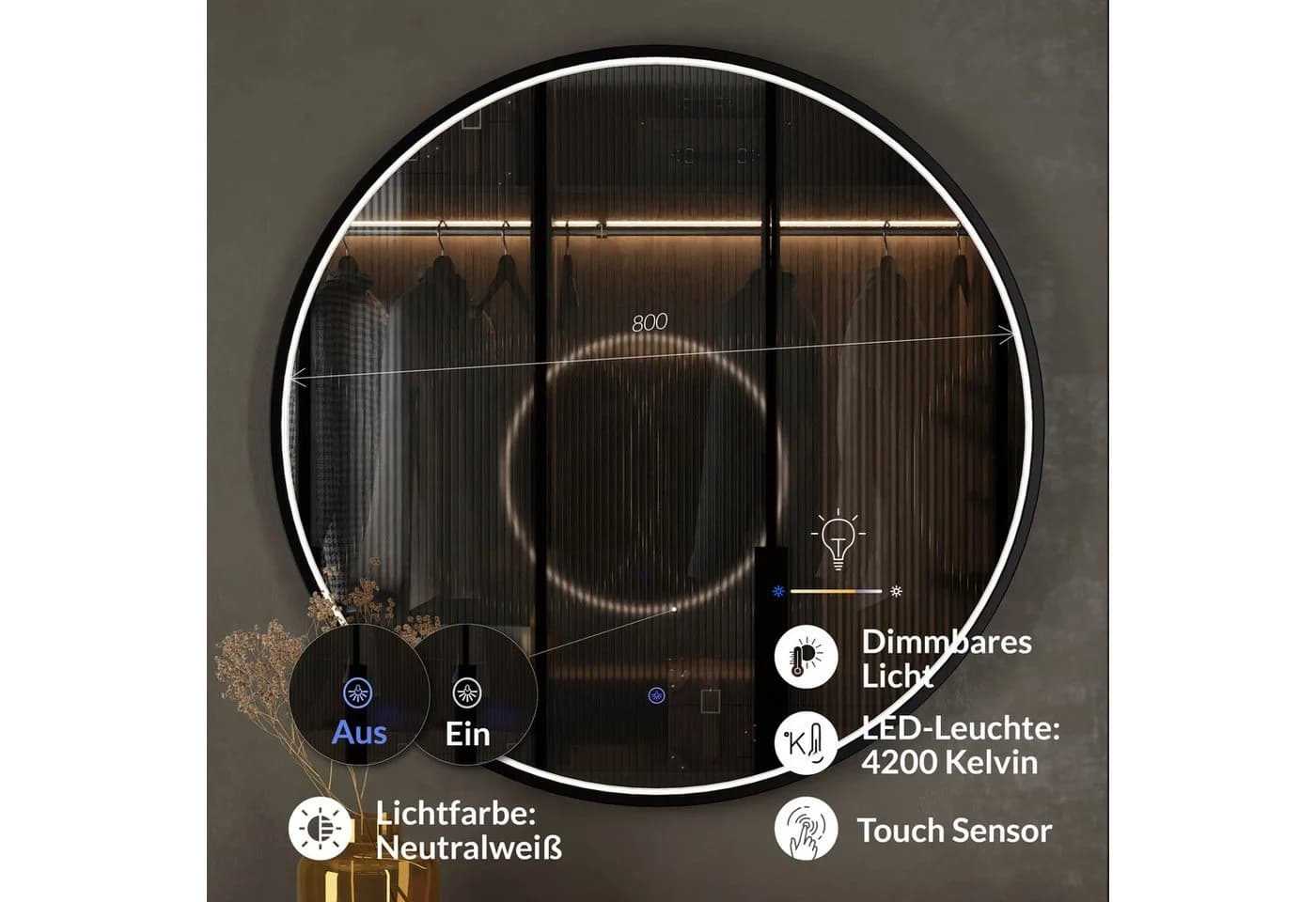 Planetmöbel VELUNA LED Dekospiegel rund Aluminium - Bild 4