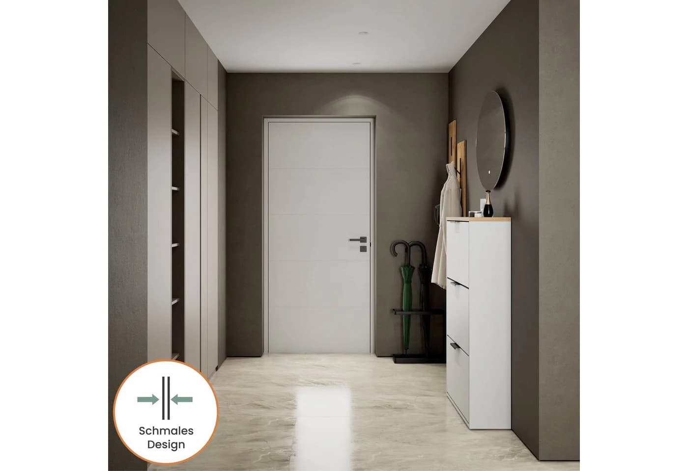 Planetmöbel Schuhschrank STIVIO 3 Klappen Weiß/Grau - Bild 5