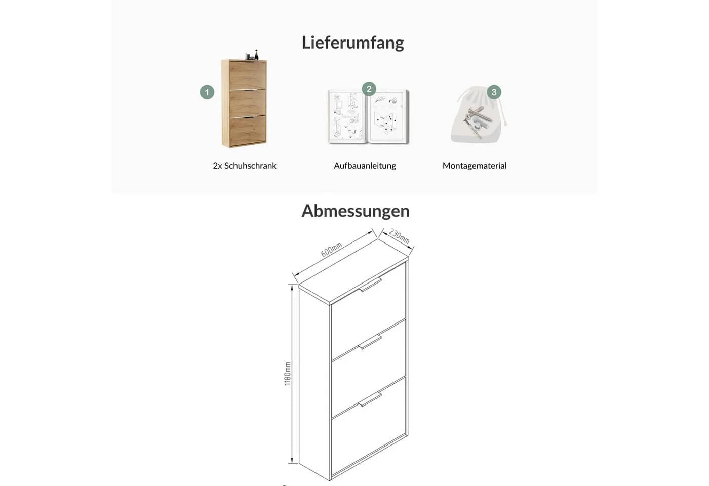 Planetmöbel Schuhschrank STIVIO gold eiche Kippmechanik - Bild 3