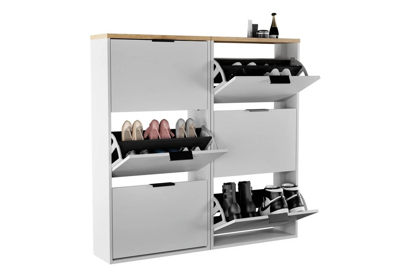 Planetmöbel Schuhschrank STIVIO Weiß/Grau Kippmechanik - Bild 2