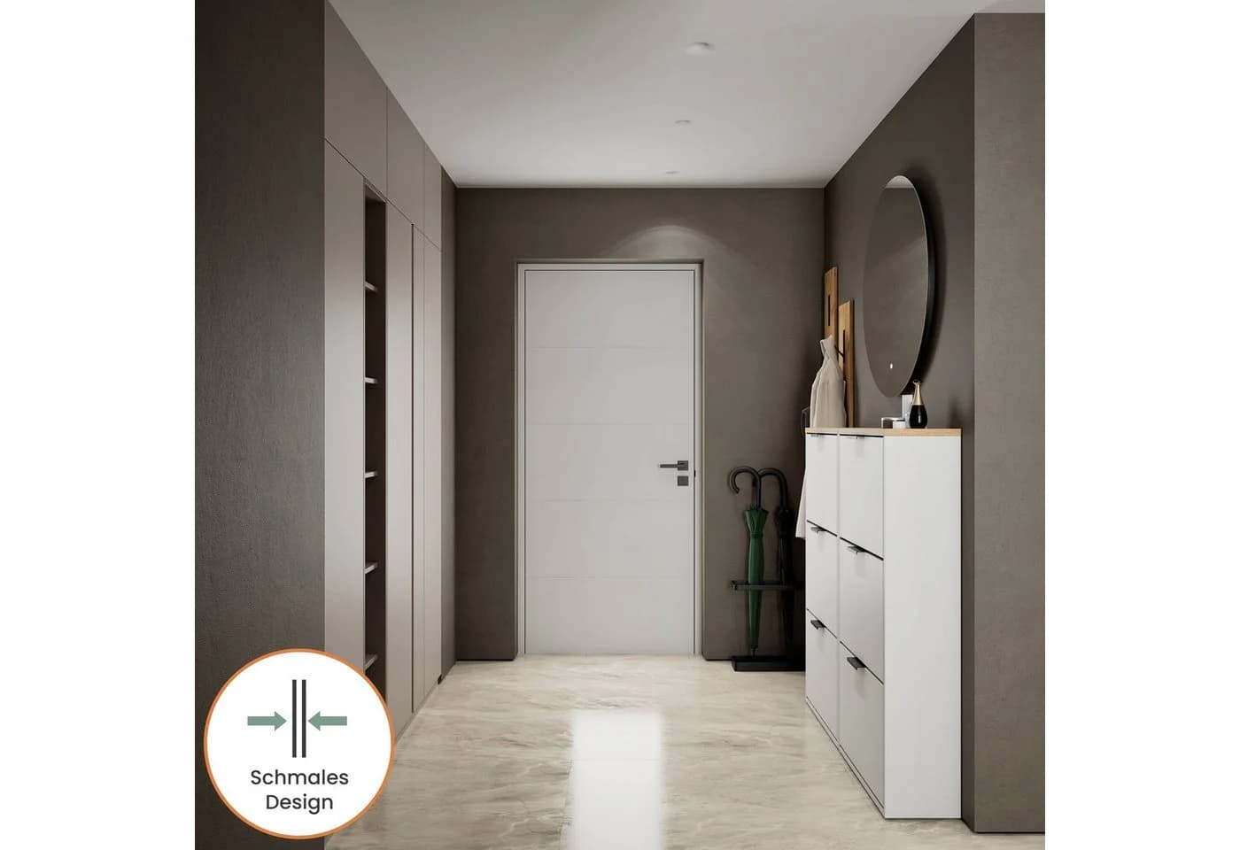 Planetmöbel Schuhschrank STIVIO Weiß/Grau Kippmechanik - Bild 5