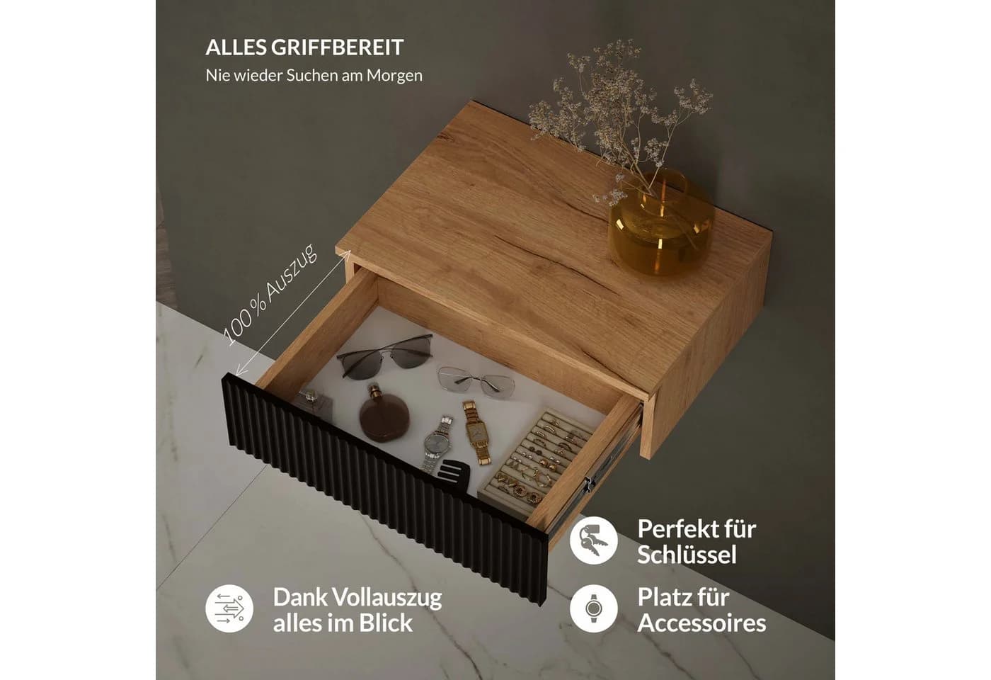 Planetmöbel Garderoben-Set AMYRA Wand-Konsole mit Schubladen - Bild 3