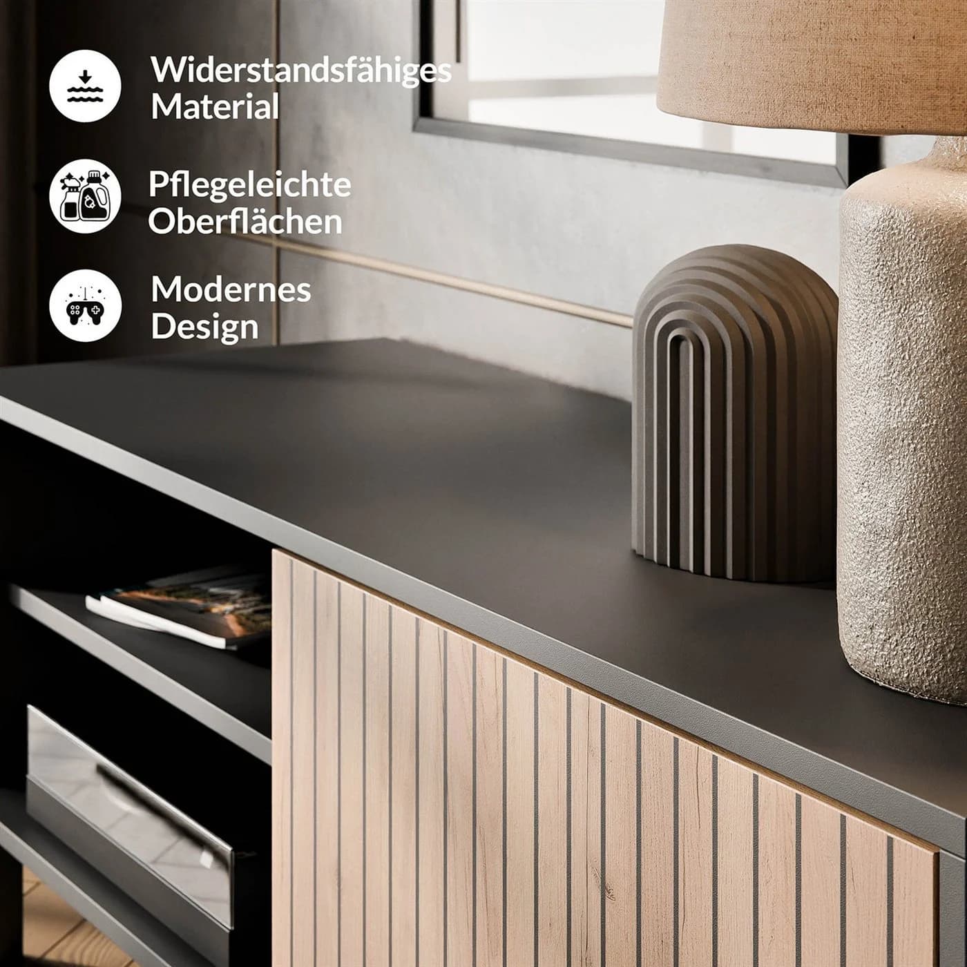 Planetmöbel LIORA TV-Schrank 120 cm Anthrazit - Bild 4