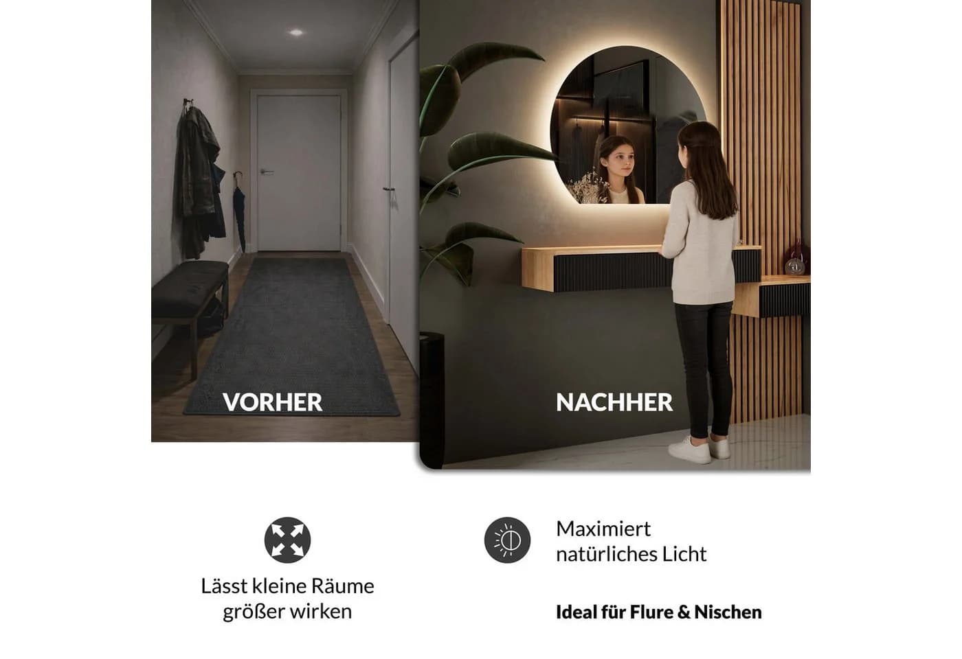 Planetmöbel AUBE Dekospiegel Dimmbar LED Spiegel - Bild 3