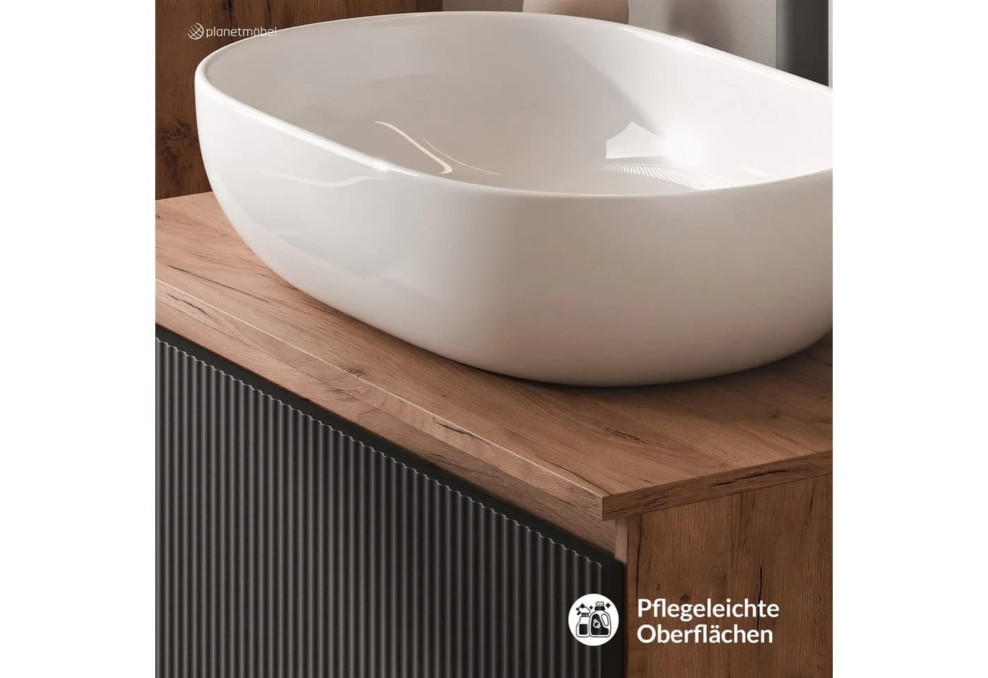 Planetmöbel Waschtisch-Set ARISA 80 cm mit Aufsatzwaschbecken 60 cm