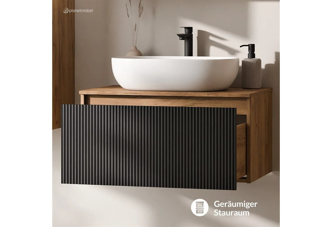 Planetmöbel Waschtisch-Set ARISA 80 cm mit Aufsatzwaschbecken 60 cm - Bild 3