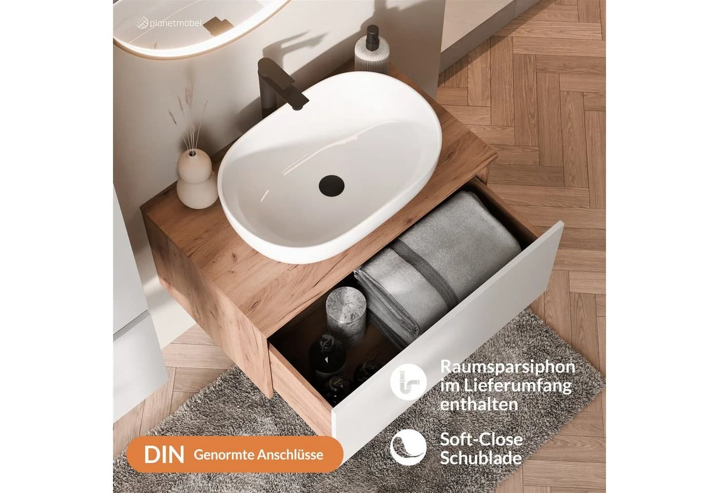 Planetmöbel Waschtisch-Set ARISA 80 cm mit Soft-Close - Bild 4