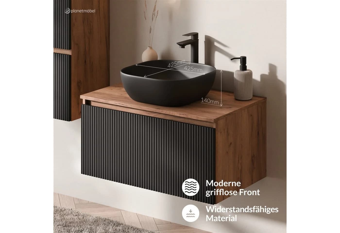 Planetmöbel Waschtisch-Set ARISA 80 cm mit Keramik-Waschbecken und Soft Close - Bild 5